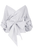 White Cross Over Layered Sleeve Crop Tops
