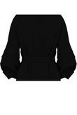 Black Cross Over Layered Sleeve Crop Tops