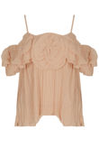 Rose Flower Crochet Pleated Crop Tops