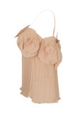 Rose Flower Crochet Pleated Crop Tops