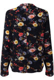 Navy Cut Out Neck Floral Blouse