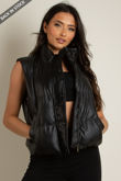 Black Faux Leather Puffer Gilet