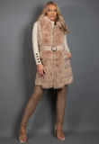 Belted Hooded Gilet With Faux Fur