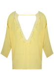 Yellow Low Back Lace Trim Tops
