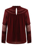 Wine Mesh Textured Lined Blouse