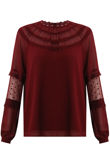 Wine Mesh Textured Lined Blouse