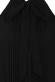 Pleated Pussybow Blouse In Black