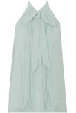 Pleated Pussybow Blouse In Mint