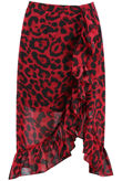 Red Leopard Frill Trim Overlap Skirt