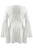 White Embroidered Bell Sleeve Swing Tunic