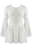 White Embroidered Bell Sleeve Swing Tunic