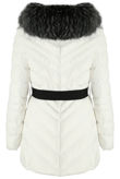 White Quilted Black Fur Hood Puffer Jacket