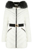 White Quilted Black Fur Hood Puffer Jacket