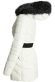 White Quilted Black Fur Hood Puffer Jacket