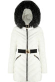 White Quilted Black Fur Hood Puffer Jacket