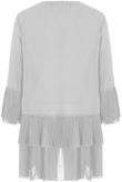 White Pleated Tier Button Up Mini Satin Dress 