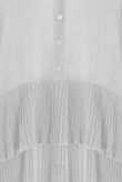 White Pleated Tier Button Up Mini Satin Dress 