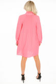 Fuchsia Ruched Tie Up Neck Dress
