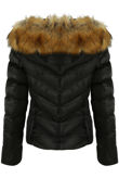 Black Quilted Jacket with Fur Hood