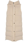 Beige Long Puffer Gilet with Hood