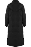 Black Longline Puffer Jacket With Hood