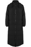 Black Longline Puffer Jacket With Hood