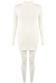 Black Ribbed Polo Neck Loungewear Set