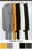 Black Ribbed Polo Neck Loungewear Set