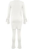 White Ribbed V Neck Jumper & Legging Loungewear Set