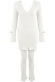 White Ribbed V Neck Jumper & Legging Loungewear Set