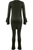Khaki Ribbed V Neck Jumper & Legging Loungewear Set
