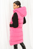 Fuchsia Longline Puffer Gilet with Hood 