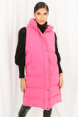 Fuchsia Longline Puffer Gilet with Hood 