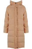 Camel Hooded Longline Puffer Coat