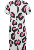 Rose Contrast Animal Print Crepe Shift Dress