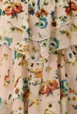 Beige Floral Printed Ruffle Dress
