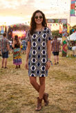 Navy Symmetrical Contrast Block Print Mini Dress