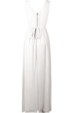 White Stone Textured Back Tie Up Maxi Dress 