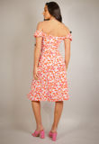 Pink Printed Milkmaid Midi Dress