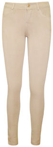 Beige Stretch Tight Fitting Pull Up Jeggings
