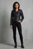 Black PVC Zipped Pockets Biker Jacket 