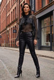 Black Organza Blouse With Frill Detail