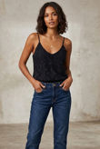 Black Floral Lace Lined Tops