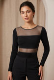 Black Mesh Panel Bodysuit