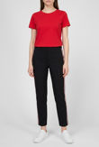 Black Side Ribbon Trim Trousers
