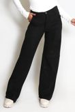 Black Suedette Wide Leg Jeans