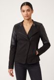 Black Canvas with PVC Arms Biker Jacket