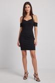 Black Off Shoulder Halterneck Bodycon Dress