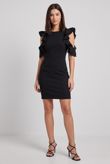 Black Frilled Side Cut Out Bodycon Dress 