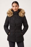 Navy Quilted Natural Fur Puffer Jackets